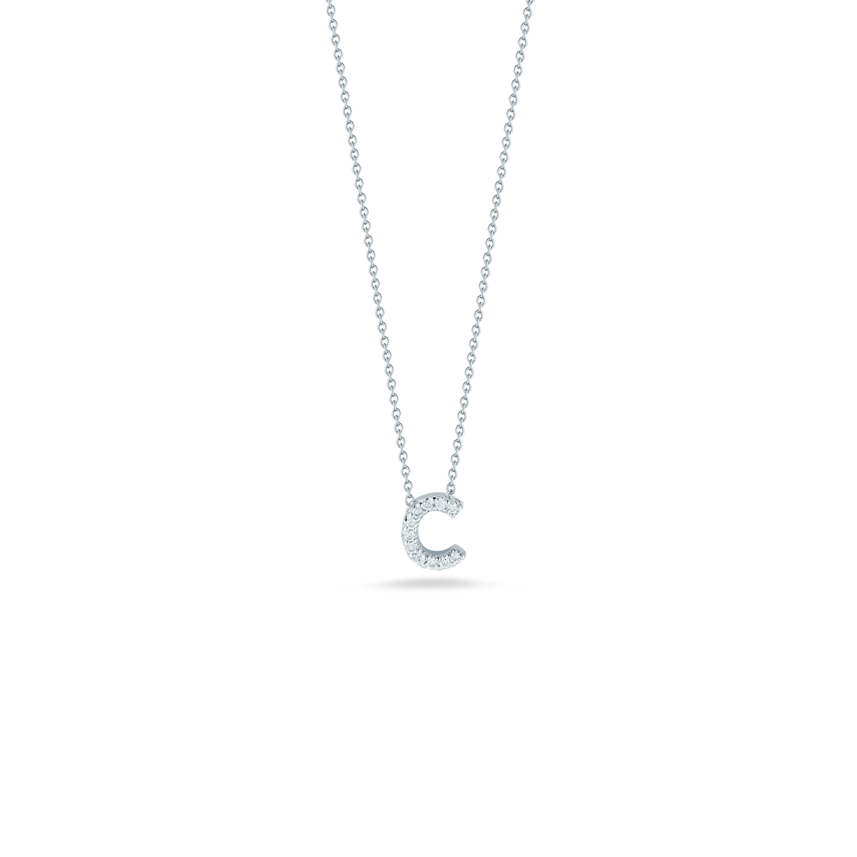 Roberto Coin Tiny Treasures Diamond Love Letter C Necklace 001634AWCHXC