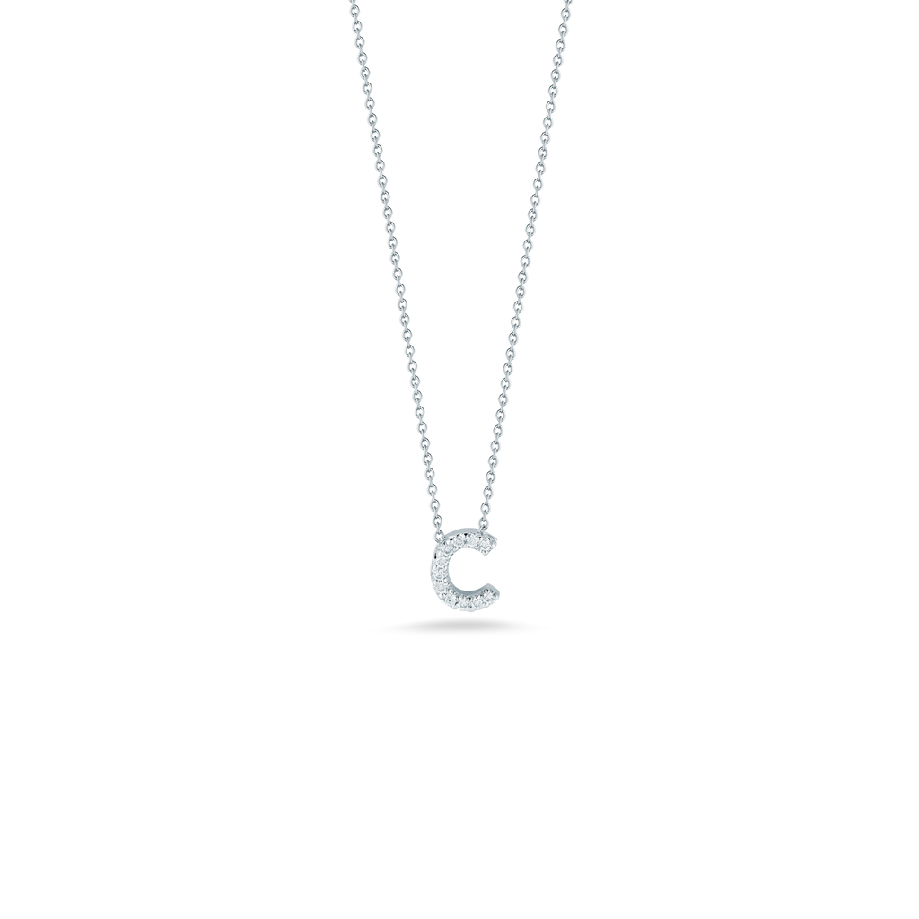 Roberto Coin Tiny Treasures Diamond Love Letter C Necklace 001634AWCHXC