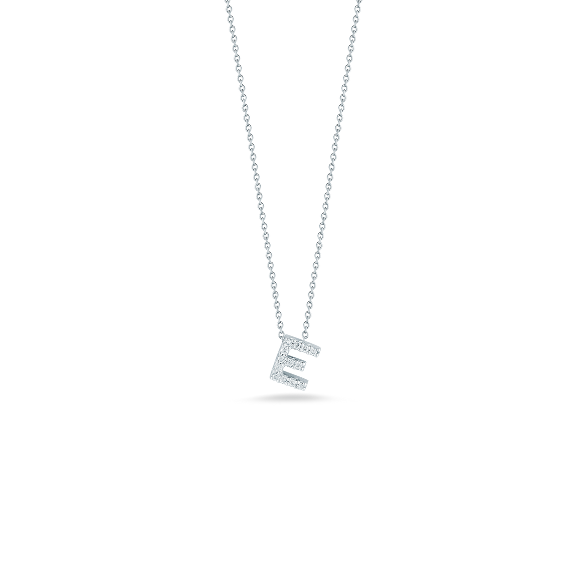 Roberto Coin Tiny Treasures Diamond Love Letter E Necklace 001634AWCHXE
