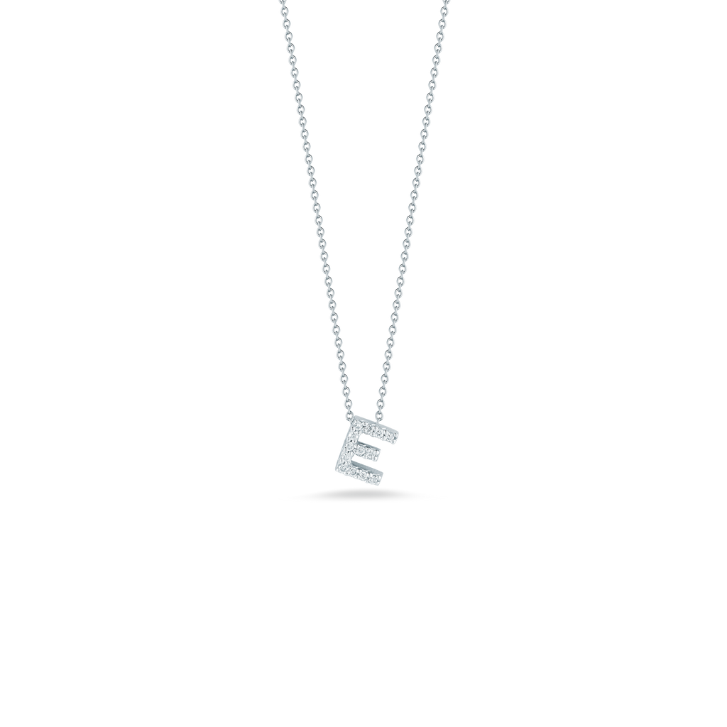 Roberto Coin Tiny Treasures Diamond Love Letter E Necklace 001634AWCHXE