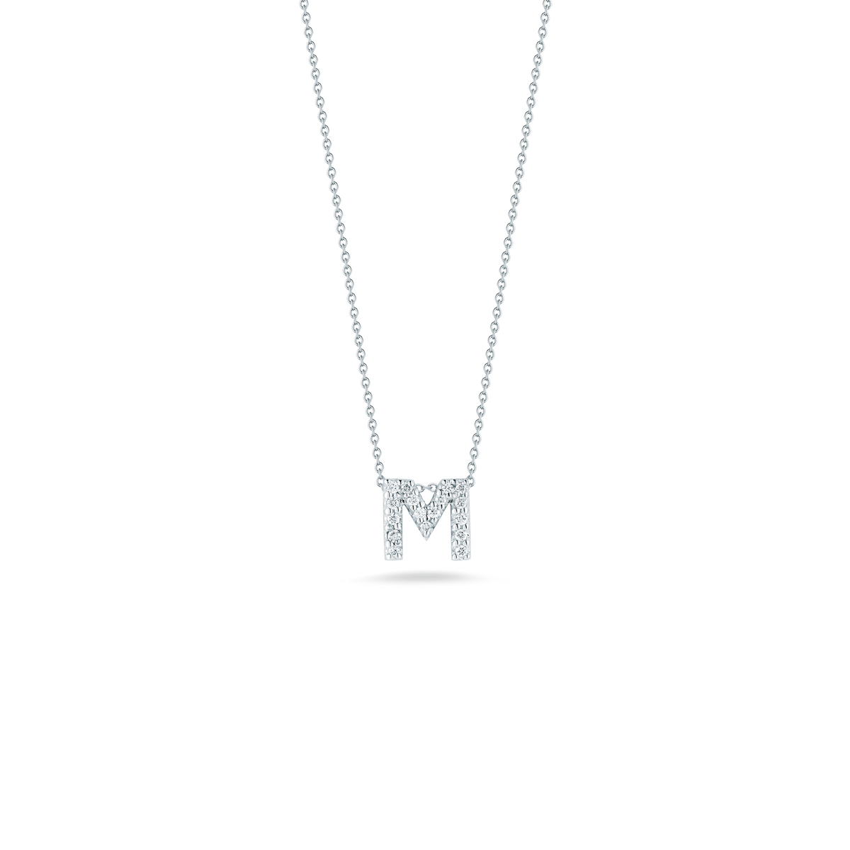 Roberto Coin Tiny Treasures Diamond Love Letter M Necklace 001634AWCHXM