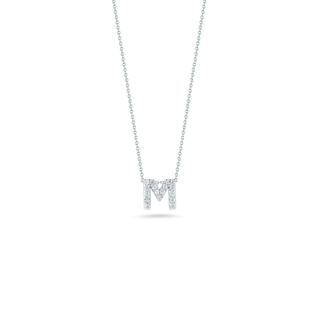 Roberto Coin Tiny Treasures Diamond Love Letter M Necklace 001634AWCHXM