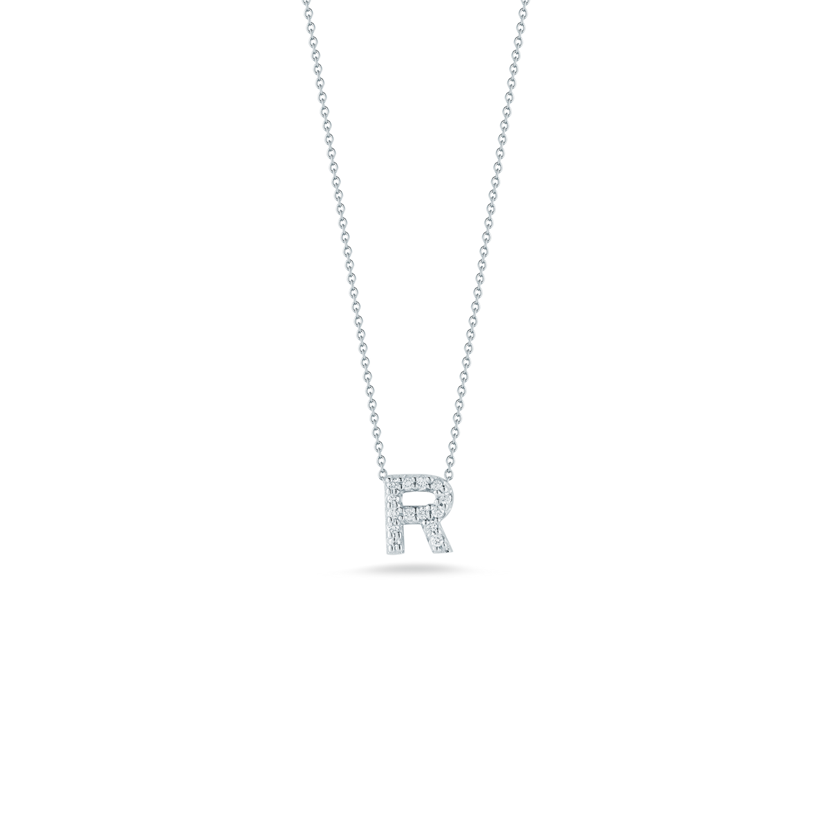 Roberto Coin Tiny Treasures Diamond Love Letter R Necklace 001634AWCHXR