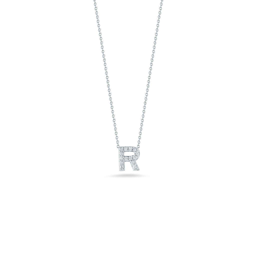 Roberto Coin Tiny Treasures Diamond Love Letter R Necklace 001634AWCHXR