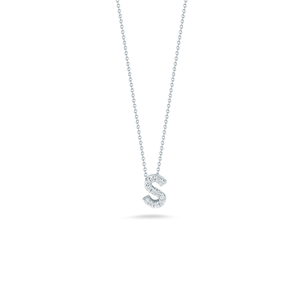 Roberto Coin Tiny Treasures Diamond Love Letter S Necklace 001634AWCHXS