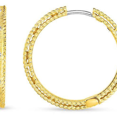 Roberto Coin Princess Flower Diamond Hoop Earring 7771854AYERX