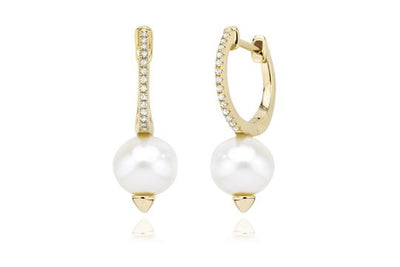 Miss Mimi Pearl and Diamond Drop Hoop Earring 130135970200