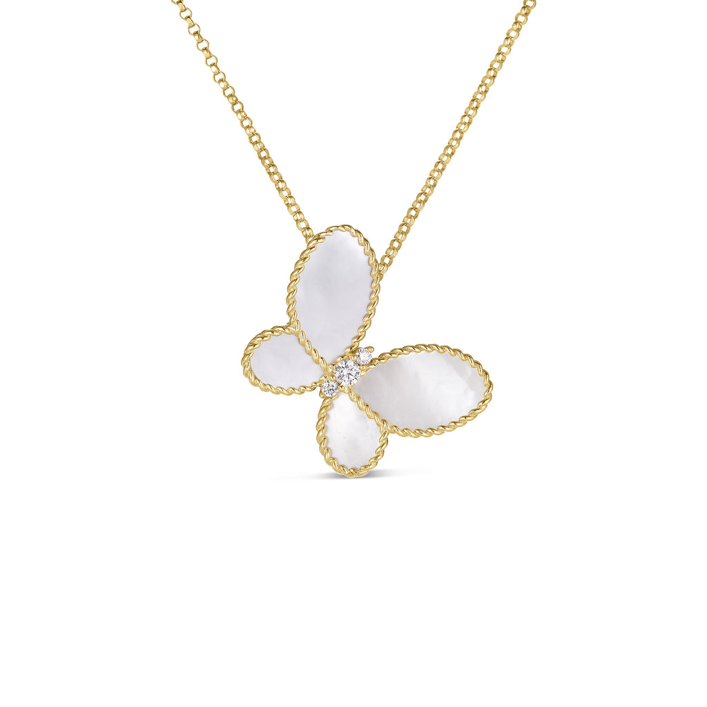 Roberto Coin Jasmine Diamond Butterfly Necklace 7773720AJCHM