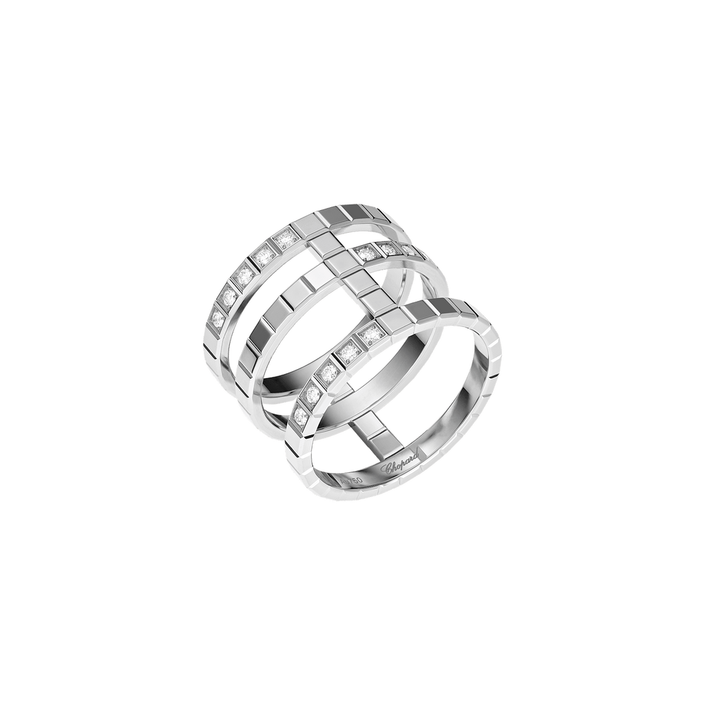 Chopard Ice Cube Three Row Diamond Ring 827007-1014