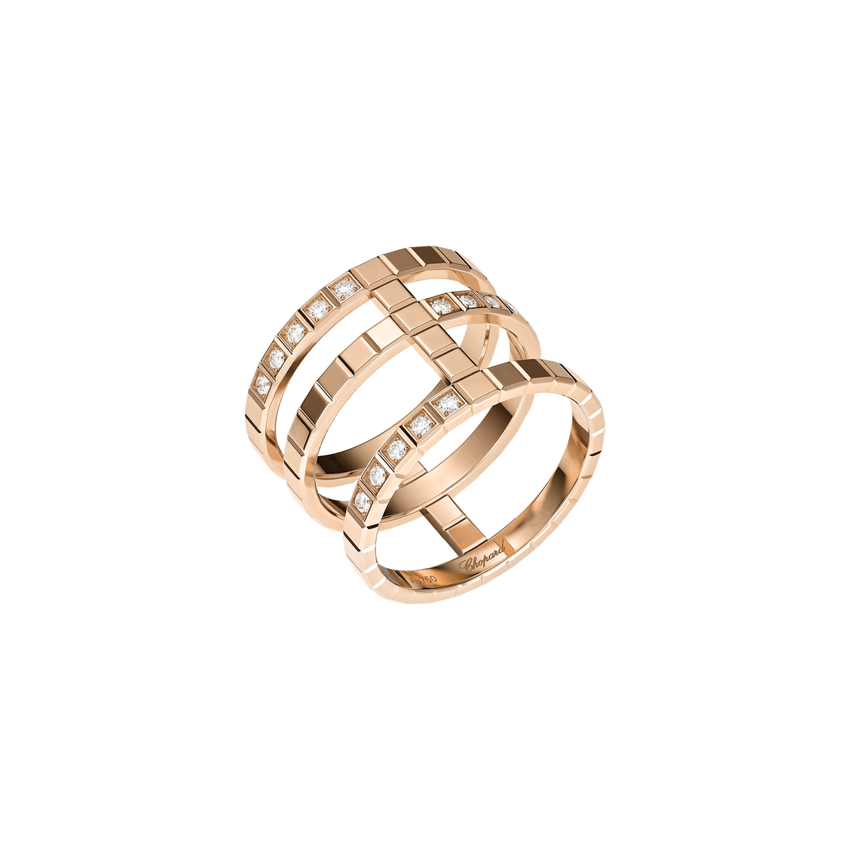 Chopard Ice Cube Three Row Diamond Ring 827007-5013