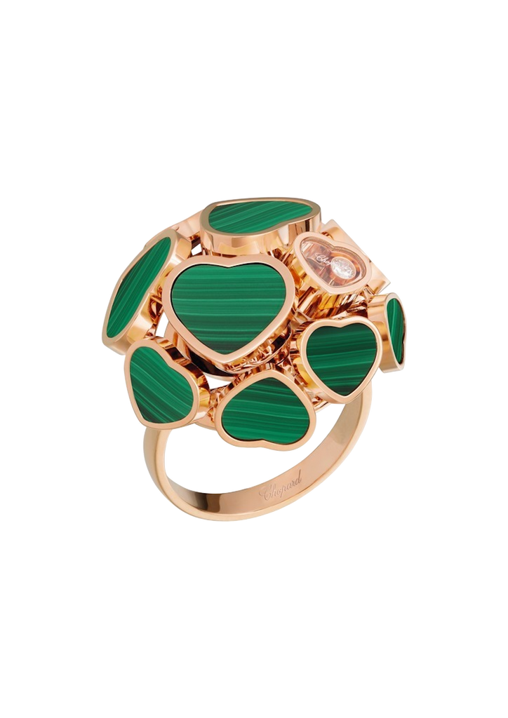 Chopard Happy Hearts Diamond Malachite Statement Ring 827482-5128