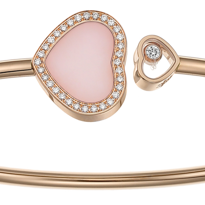 Chopard Happy Hearts Diamond Pink Opal Bangle Bracelet 85A074-5623