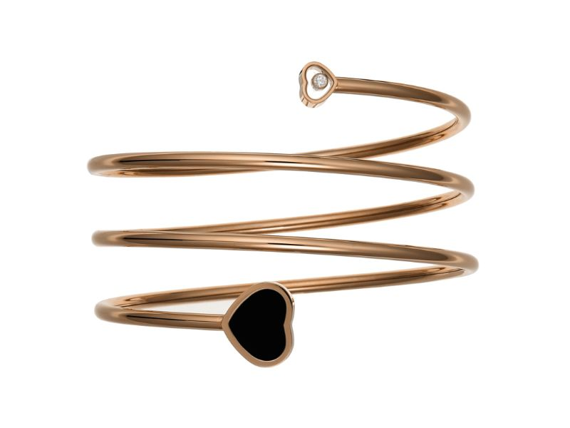 Chopard Happy Hearts Diamond Onyx Twist Bangle Bracelet 85A082-5201