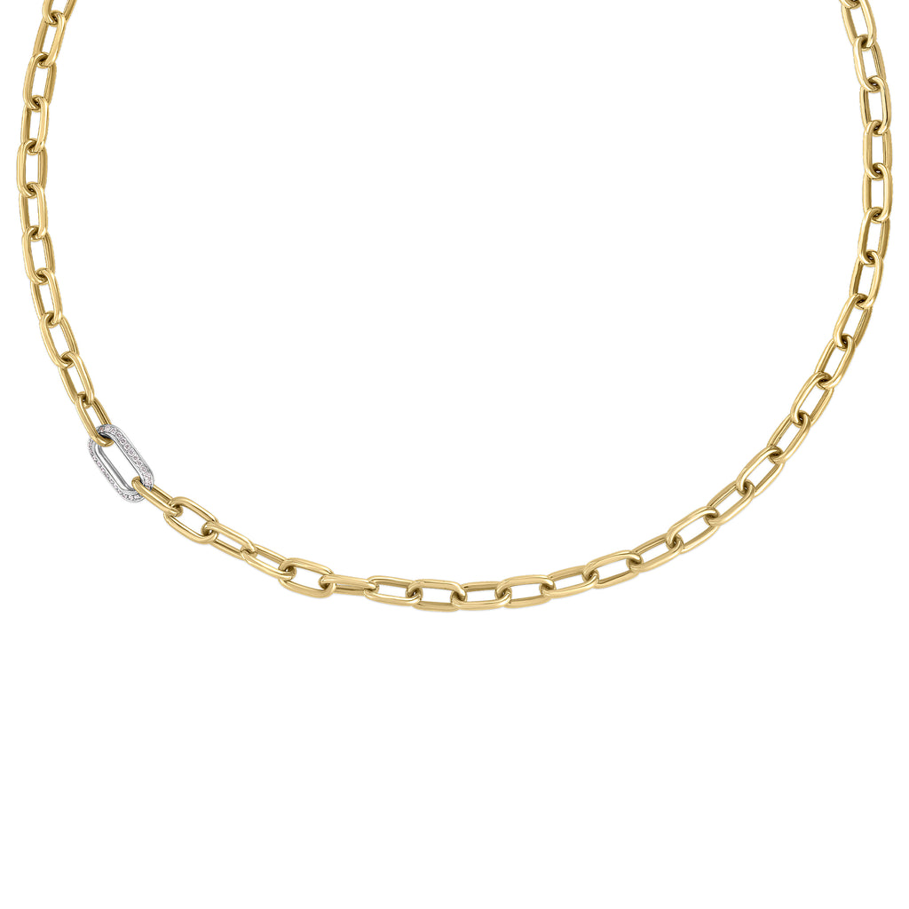 Roberto Coin Designer Gold Diamond Paperclip Necklace 9151272AJ17X