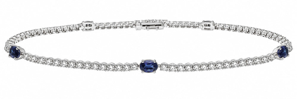 L'ORO Diamond and Blue Sapphire Tennis Bracelet AJ-B9522W-SA1