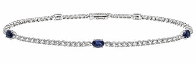L'ORO Diamond and Blue Sapphire Tennis Bracelet AJ-B9522W-SA1