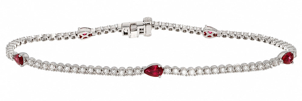 L'ORO Diamond and Ruby Tennis Bracelet AJ-B9524W-RU
