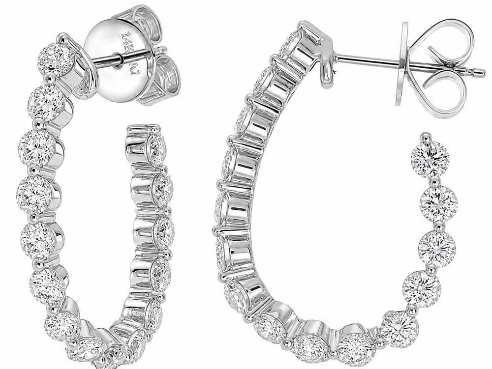 L'ORO Diamonds Hoop Earring AJ-E6077-1
