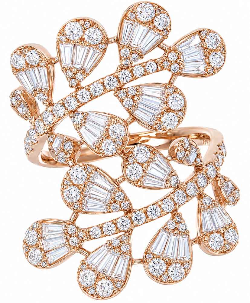 L'ORO Diamond Double Petal Statement Ring AJ-R18958RG2