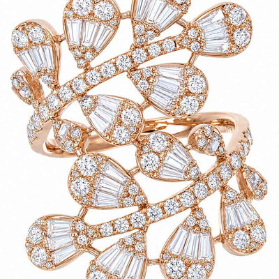 L'ORO Diamond Double Petal Statement Ring AJ-R18958RG2