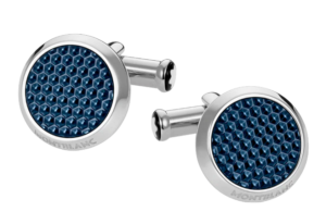 Montblanc Meisterstuck Cufflinks Round Blue Inlay Steel