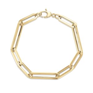 Miss Mimi Large Paper Clip Bracelet 14Kt Yellow Gold