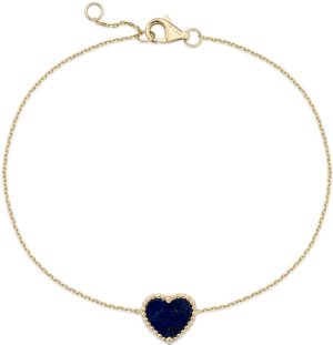 Miss Mimi Blue Lapis Heart Bracelet 14Kt Yellow Gold