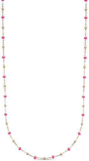 Miss Mimi Pink Enamel Necklace 14Kt Yellow Gold