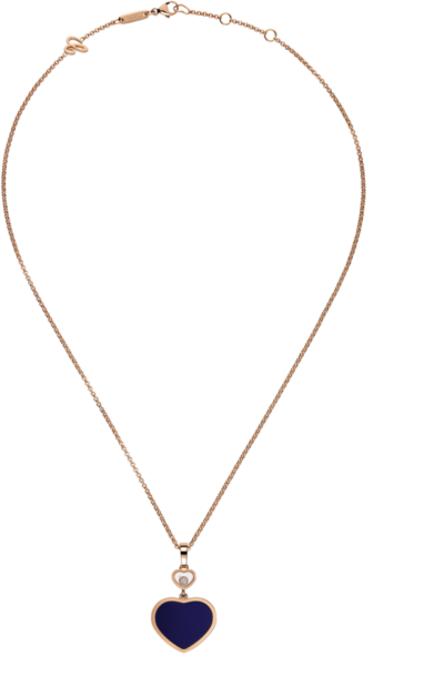 Chopard Happy Hearts Necklace Blue Inlay Diamond 18Kt Rose Gold