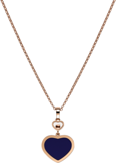 Chopard Happy Hearts Necklace Blue Inlay Diamond 18Kt Rose Gold