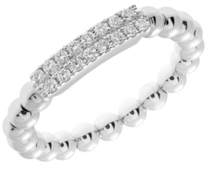 Hulchi Belluni Tresore Bar Ring 16 Diamonds 18kt White Gold