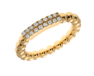 Hulchi Belluni Tresore Bar Ring Diamonds 18kt Yellow Gold