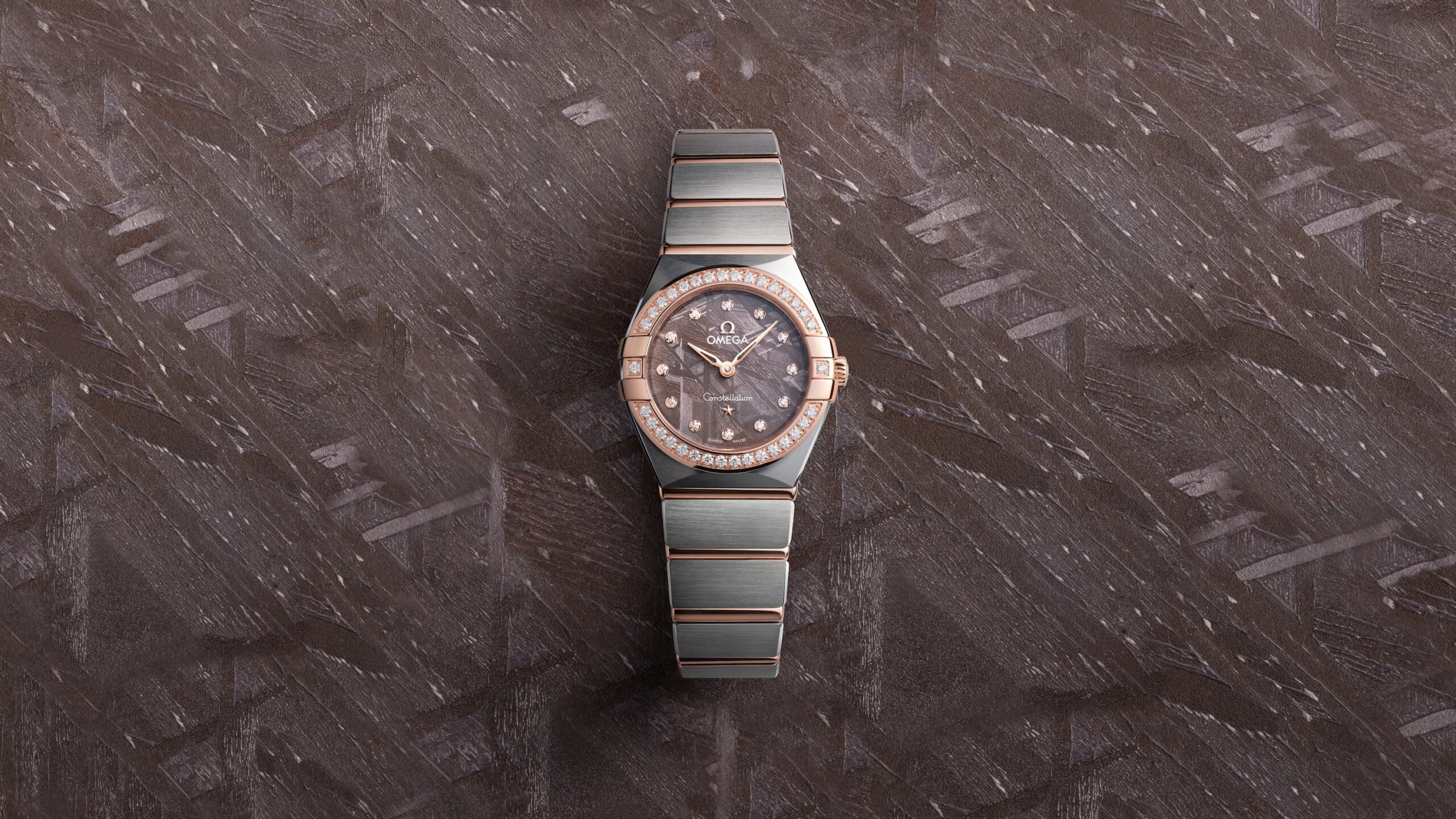 Omega Constellation Quartz Sedna Gold & Steel Purple Meteorite