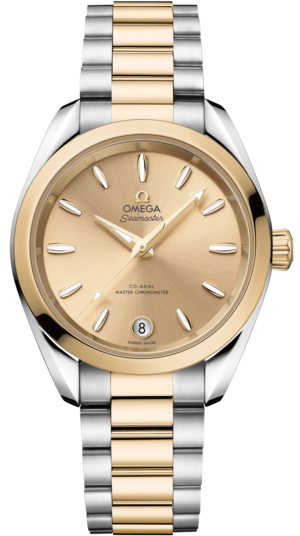 L’oro Canada | Luxury Watches &Amp; Jewellery 77 Omega Seamaster Aqua Terra Shades Moonshine Gold &Amp; Steel Yellow 34Mm