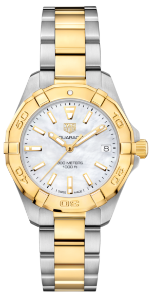 Tag Heuer Aquaracer Date Quartz Yellow Gold &Amp; Steel White Mop 32Mm