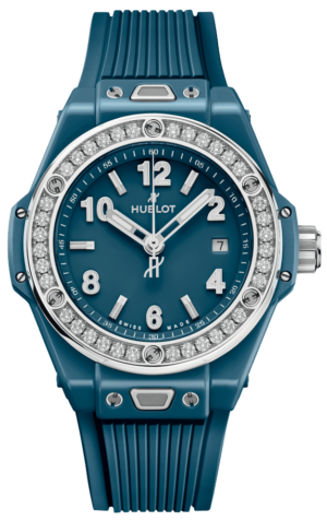 L’oro Canada | Luxury Watches &Amp; Jewellery 84 Hublot Big Bang One Click Petrol Blue Ceramic Diamonds 33Mm