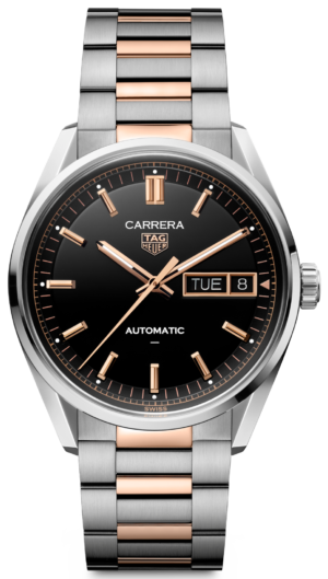 Tag Heuer Carrera Day Date Rose Gold & Steel Black 41mm