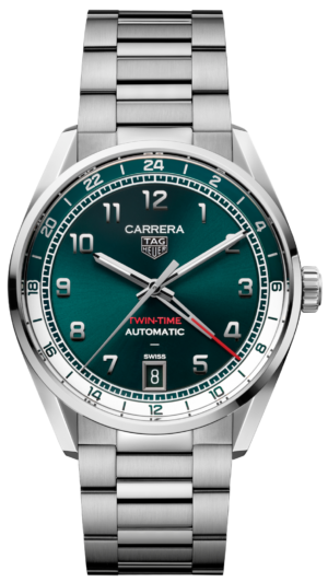 Tag Heuer Carrera Date Twin Time Sunray Brushed Green 41mm