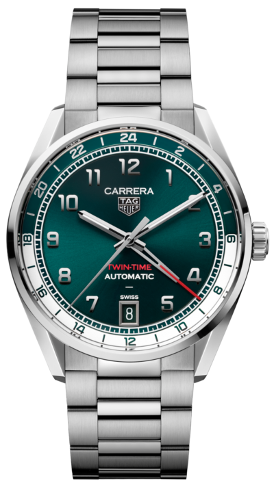 Tag Heuer Carrera Date Twin Time Sunray Brushed Green 41mm WDA2114