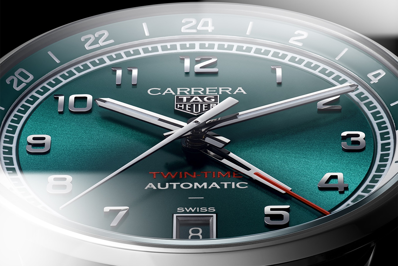 Tag Heuer Carrera Date Twin Time Sunray Brushed Green 41mm WDA2114
