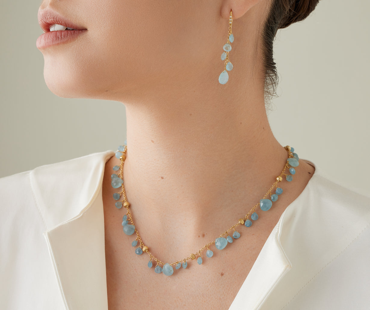 Marco Bicego Paradise Necklace Single Strand Aquamarine 18kt