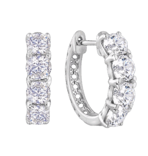 De Beers Forevermark Hoop Earrings Round Brilliant Cut Diamonds Platinum