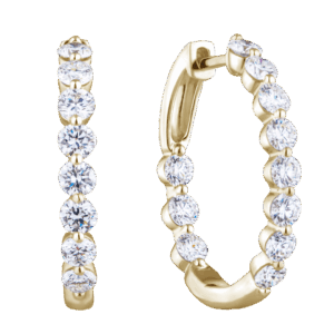 De Beers Forevermark Inside Out Hoop Earrings Diamonds 18kt Yellow Gold