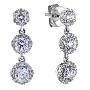 De Beers Forevermark Halo Drop Earrings Diamonds 18kt White Gold