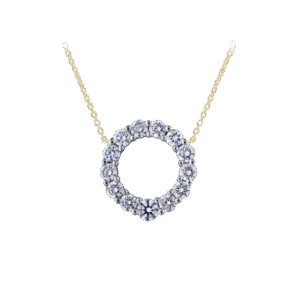 De Beers Forevermark Circle Pendant Necklace Diamonds 18kt Yellow Gold