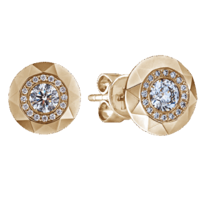 De Beers Forevermark Prism Halo Stud Earrings Diamonds 18kt Yellow Gold