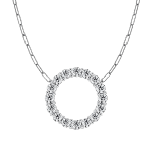 De Beers Necklace Cricle Diamonds Paperclip Chain 18Kt White Gold
