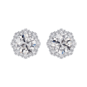 De Beers Forevermark Floral Stud Earrings Diamonds 18kt White Gold