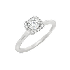 De Beers Forevermark Engagement Ring Cushion Halo Diamonds 18kt White Gold Size 6.5