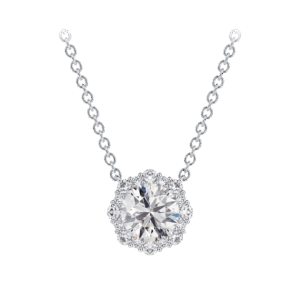 De Beers Forevermark Floral Halo Necklace Diamonds 18kt White Gold